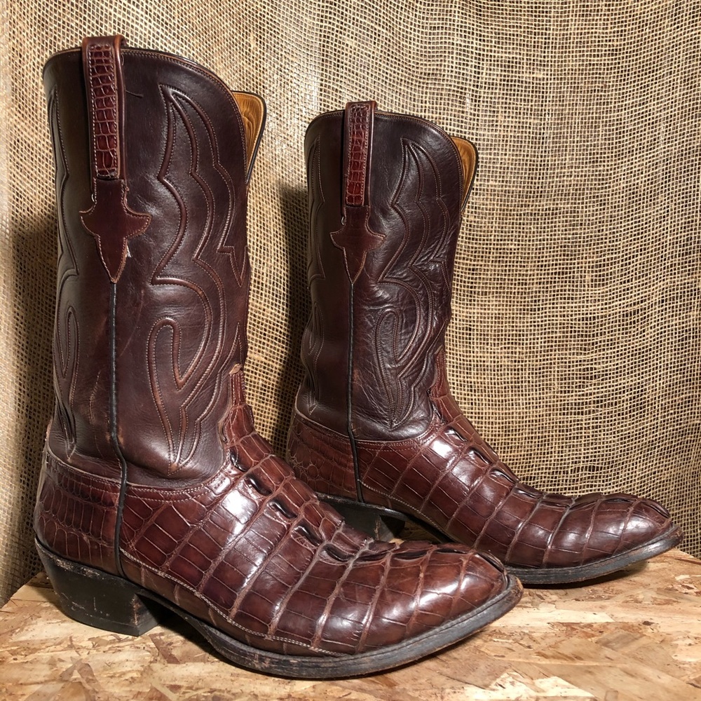 Lucchese Mens- Hornback Caiman Tail Cowboy Boots